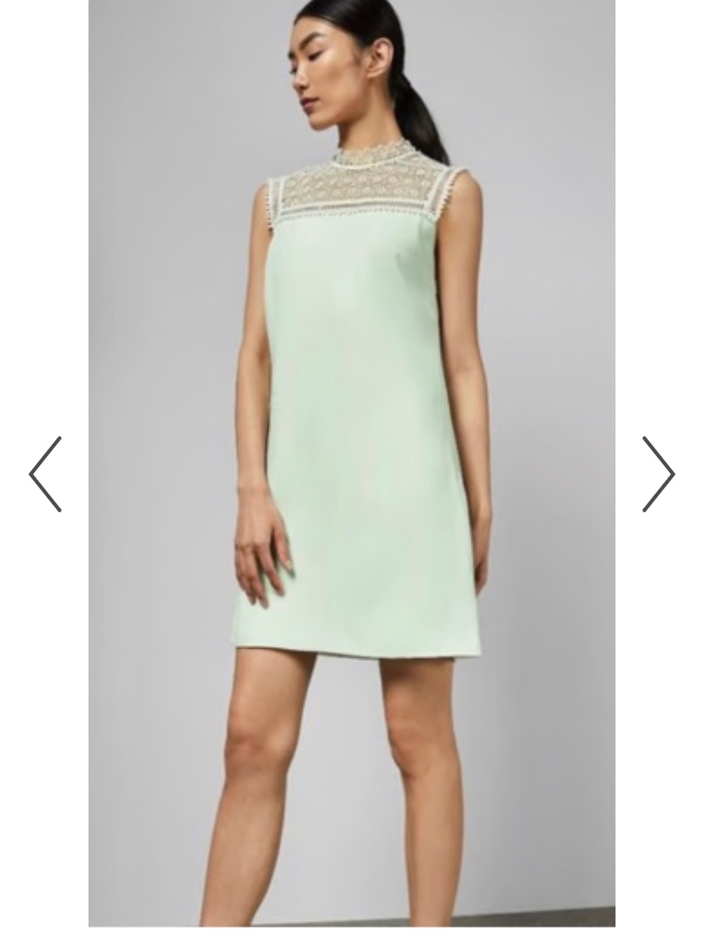 Ted Baker Cream Crochet Yoke Sleeveless Dress Top